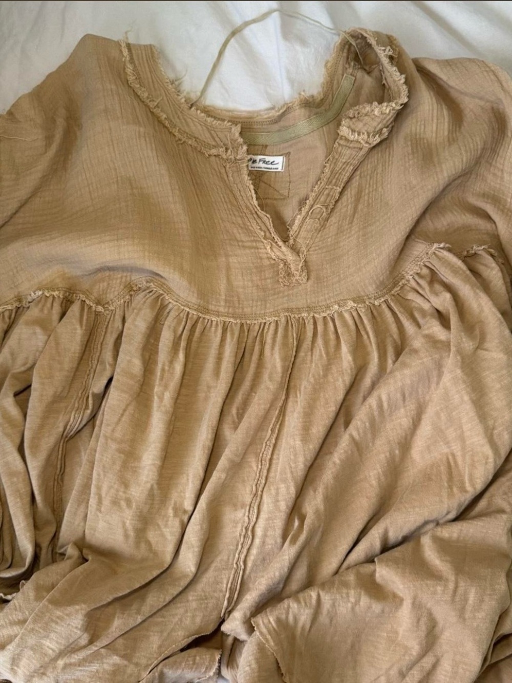Free People Sugar Rush Babydoll Top
 in Camel - Picture 2 of 4